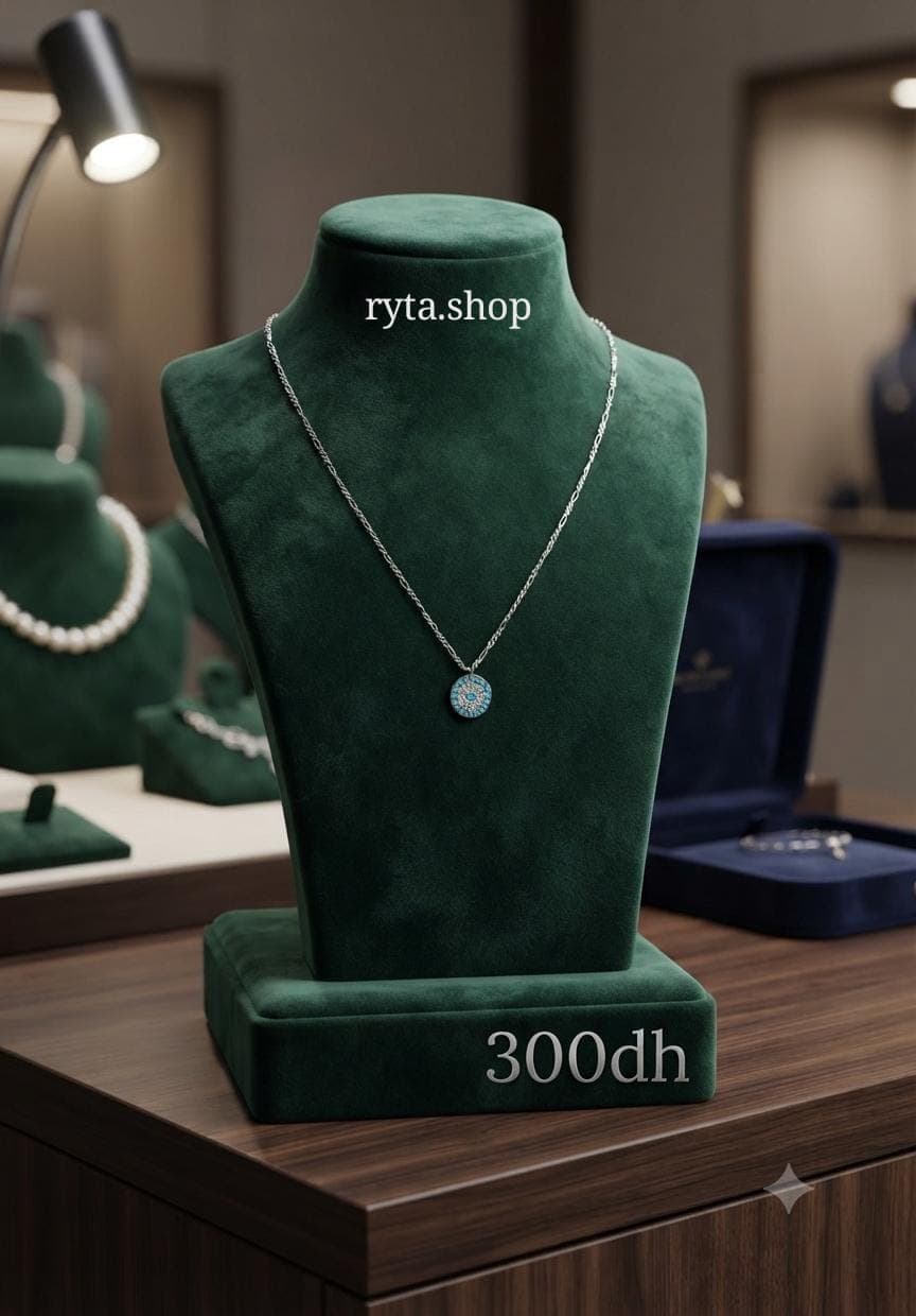 Collier argent avec pendentif en turquoise